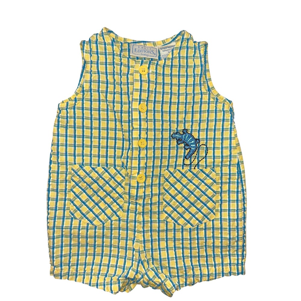 0-3m Gingham lizard romper